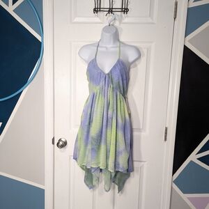 Wild Fable Women's Blue Tie Dye Halter Neck Sleeveless Babydoll Dress Small NWT
